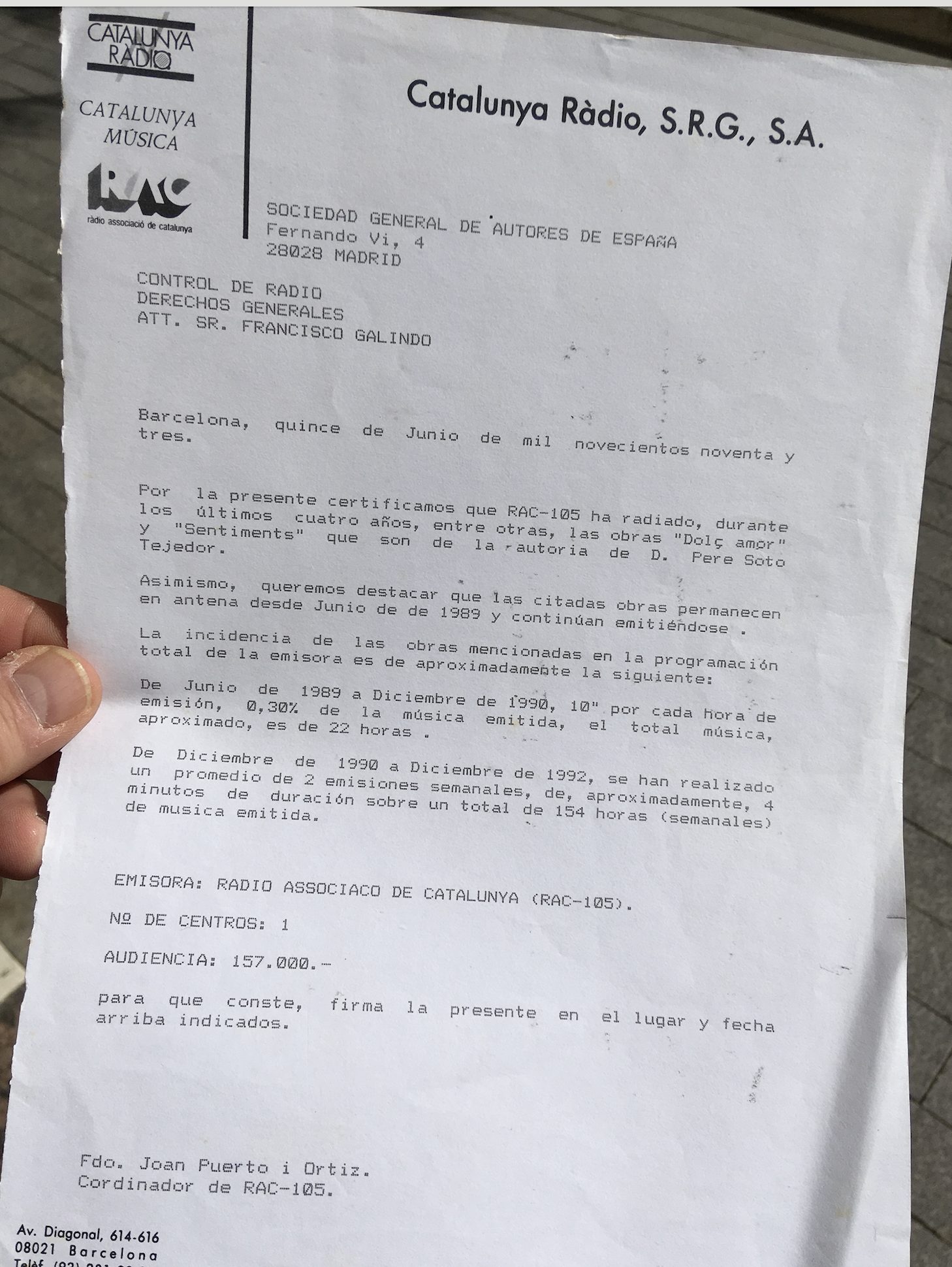 Carta RAC-105, 15 junio 1993